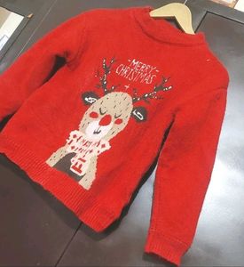 Red Merry Christmas Print Winter Sweater 6-7 Year
