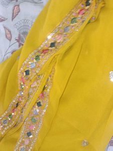 nyra cut⭐Embroidered Mustard Yellow Kurta