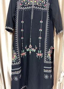 W Black floral kurta