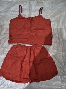 Cozy Cotton Pajama Set - Rust
