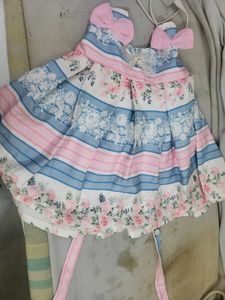 Charming Pink Ruffled Blouse with skirt only one t