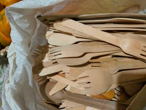 Wooden spoon and folks for parties