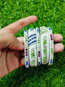 Multi Colour Silver Bangles