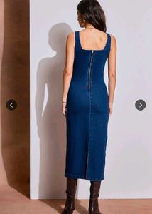 Stylish Blue Denim Midi Dress