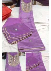 Elegant Purple Kurta Set with Mirror Work