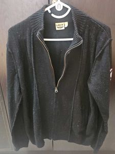 Men's Black Zippered Knit Sweater