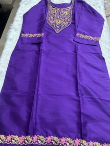 Purple Embroidered Kurta Set