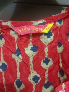 vishudh Red Ethnic Printed Kurta