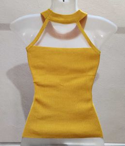 Stylish Yellow Mesh Detail Top