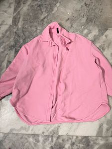 Pink Oversized Shirt &amp; Wide Leg Pants Set