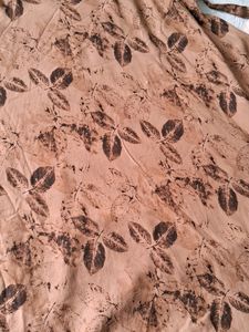 Coffee Cloured Leaf Printed Long Top