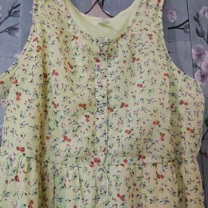 Yellow Floral Button-Up Midi Dress
