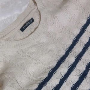 Striped Cropped Knit Sweater