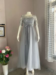 Elegant Grey Tulle Gown