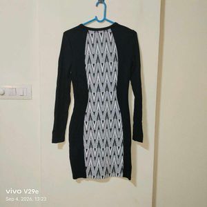 Black &amp; White Printed Bodycon Dress