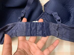 Navy Blue Lace Tshirt Trim Bra