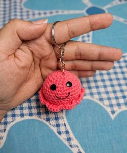 Cute Pink octopus Crochet Keychain
