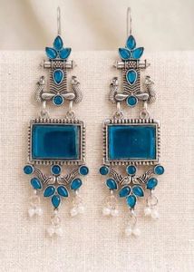 Bohemian Blue Stone Peacock Earrings