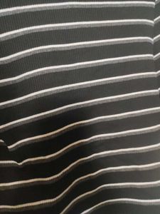 Striped Mock Neck 3/4 Sleeve Top