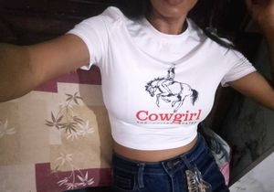 Shein White Cowgirl Graphic T-Shirt