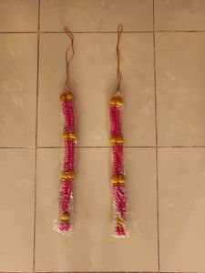 New Unused Pink and Gold Beaded Haar Mala Necklace