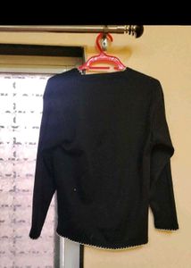 Vintage Embroidered Black Cardigan