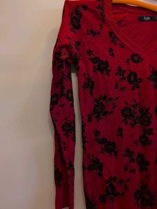ALLEN SOLLY ORIGINAL -Classy Red- Floral Sweater
