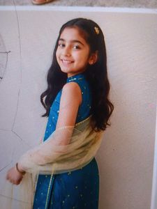 Girls Blue Kurta Set with Sharara