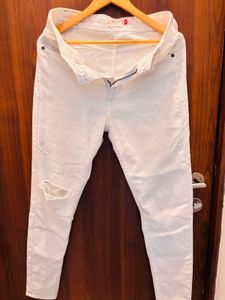 White Distressed Skinny Jeans