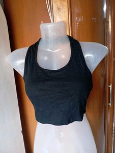 Ribbed Halter Neck Crop Top