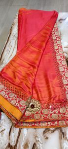 Rust saree with padded blouse