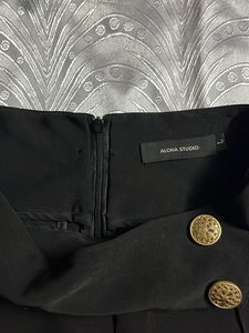 Chic Black Wide-Leg Trousers with Gold Buttons