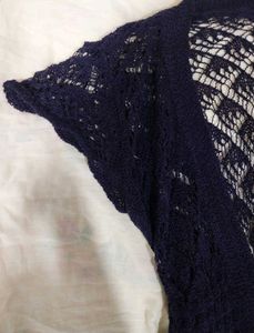 Purple Crochet tie-front Cardigan