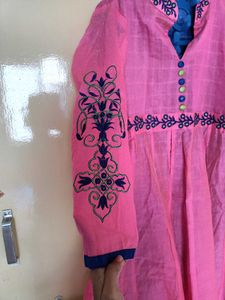 Pink Embroidered Anarkali Kurti