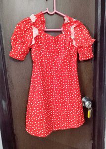 shein Red Polka Dot Mini Dress.....
