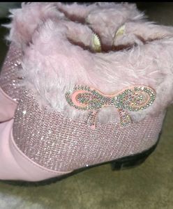 Sparkly Pink Fur Boots