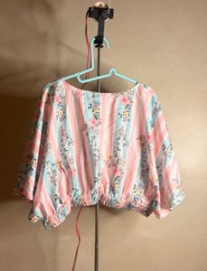 Striped Floral Kimono Top with pants