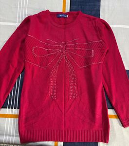 Charming Pink Bow Sweater