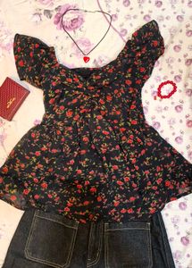 Vintage Floral Peplum Top