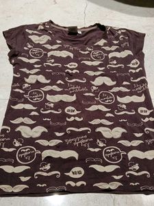 Novelty Mustache Print Tee