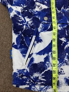 Blue Floral Print Hooded Jacket