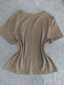 Ribbed Knit Crew Neck Top