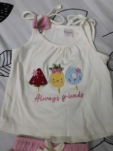 Cute Girls' Ice Cream Print Outfit