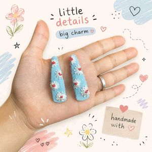 Blue Daisy Embroidered Hair Clips