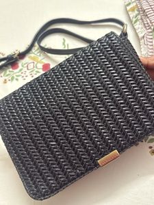 Chic Black Woven Crossbody Bag