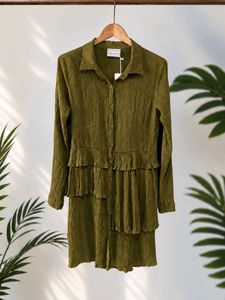 🫒 Olive Vintage Glam Shirt Dress