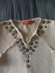 Beige Embroidered shirt