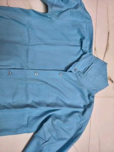 Men's Blue Cotton Blend Casual Shirt