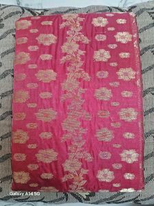 Elegant Cream &amp; Pink Saree