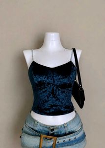 Velvet Sparkle Strap Crop Top